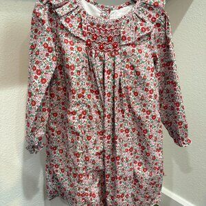 Cecil & Lou Pink Red Smocked Holiday Dress Size 4T | EUC